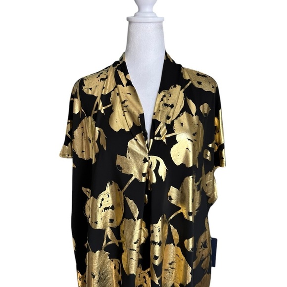 NWT Rachel Roy Black & Gold Graphic Tunic Top Size 2X - Picture 3 of 17